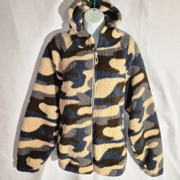 SO Sharpa hooded Jacket, zippered front, tri color, pockets, size XXL - Picture 8 of 16